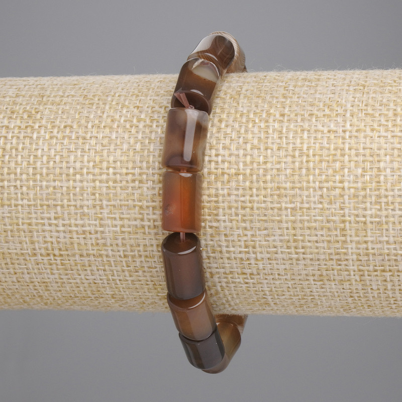 Náramek z achátu ve tvaru cilindrů, průměr 12×8 mm, délka 18 cm, elastický