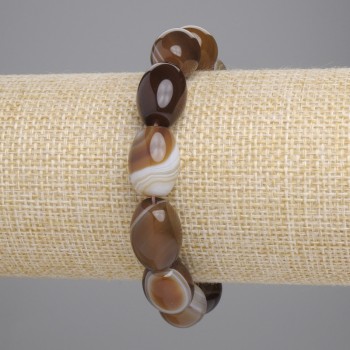 Náramek z achátu s barilovými korálkami, průměr 16×12 mm, délka 18 cm, elastický