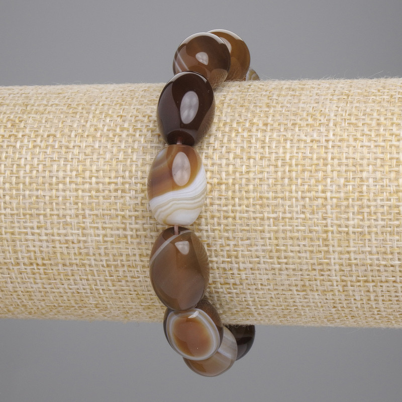 Náramek z achátu s barilovými korálkami, průměr 16×12 mm, délka 18 cm, elastický