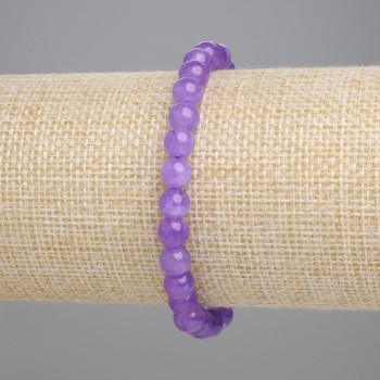 Náramek z ametystu – hladké kuličky, průměr 6 mm, délka 18 cm ± streč
