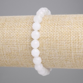 Náramek z horského křišťálu, broušené kuličky o průměru 8 mm, délka 18 cm, pružný