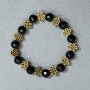 Náramek z agátu (umělý) – brusované korálky z českého skla, průměr 9,5 mm ±, s kovovými vložkami, délka 18 cm ±, elastický