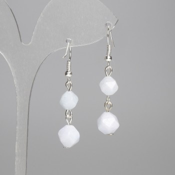 Náušnice z akvamarínu s víceúhelníkovým výbrusem 9,5×8 mm +- 8×7 mm +-, délka 45 mm +-