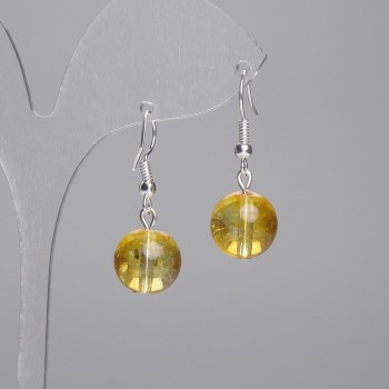 Náušnice z citrínu hladká kulička 12 mm, délka 32 mm