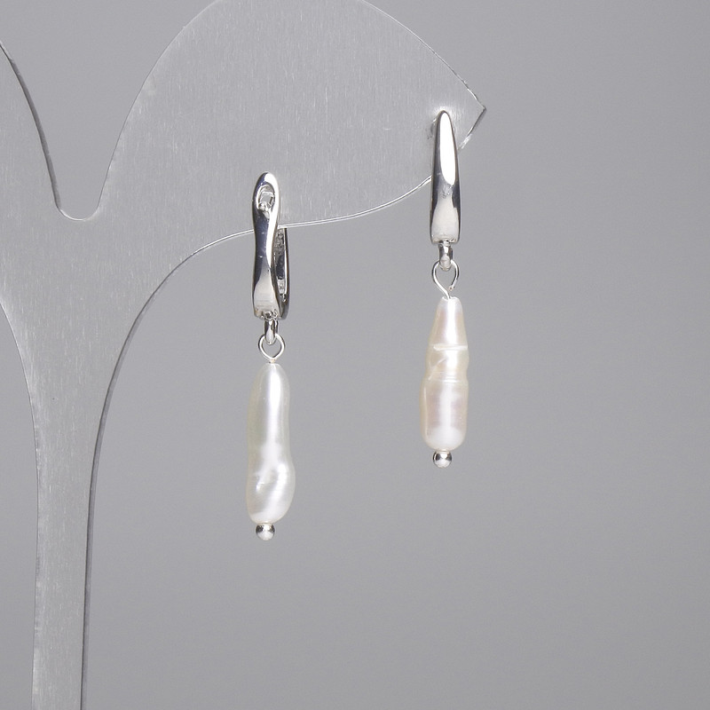 Náušnice barokní perly 15×5 mm +-, délka 30 mm +- (různé velikosti)