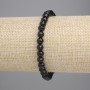 Náramek z achátu (umělý), černé české sklo, brusované kuličky 6 mm, délka 18 cm, elastický