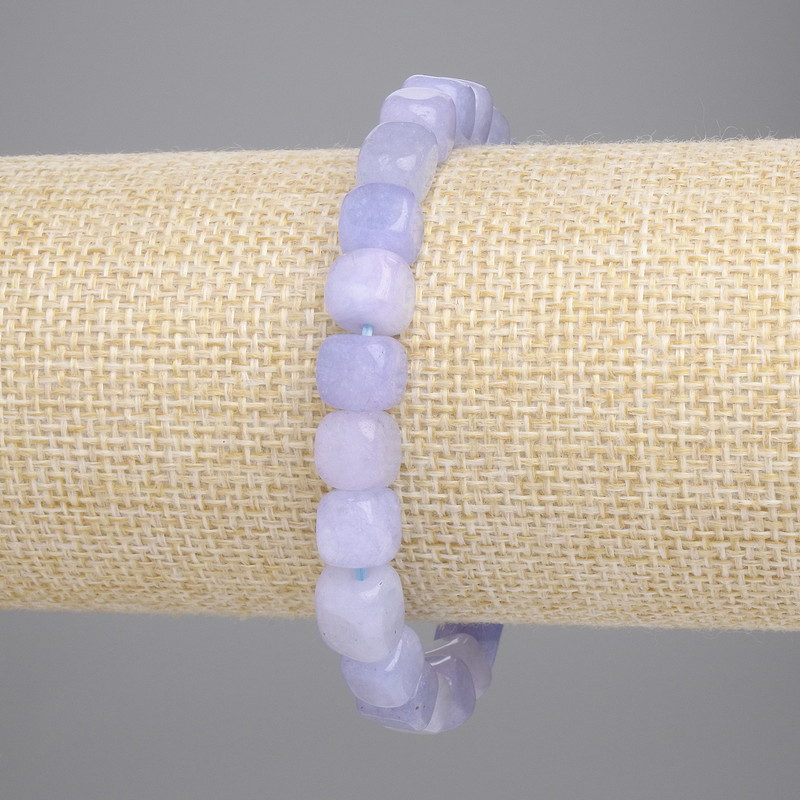 Náramek z akvamarínu kostky, průměr 7,5×7,5 mm, délka 18 cm, elastický