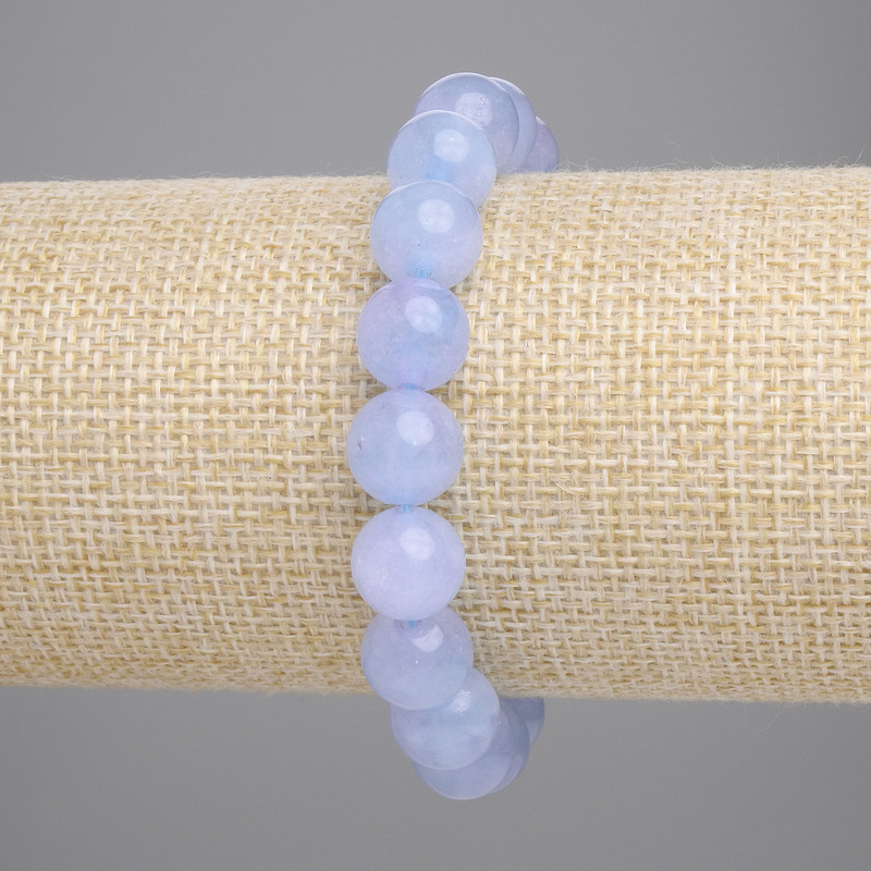 Náramek z akvamarínu, hladké kuličky, průměr 10,5 mm, délka 18 cm, elastický
