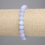 Náramek z akvamarínu, hladká kulička, průměr 8 mm, délka 18 cm, na elastické šňůře