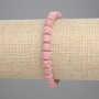 Náramek z růžové vulkanické lávy, cylindrické korálky o průměru cca 6 × 6 mm, délka cca 18 cm, elastický