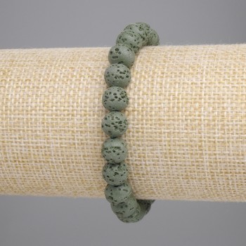 Браслет зелена вулканічна Лава кулька, діаметр 8мм+-, довжина 18см+- стрейч