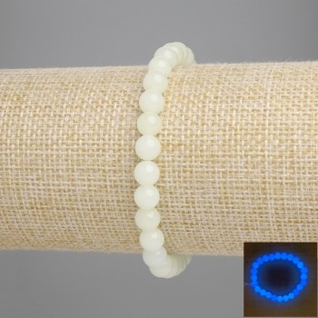 Náramek z onyxu (modrý světlo) hladká korálka, průměr 6 mm ±, délka 18 cm ±, elastický