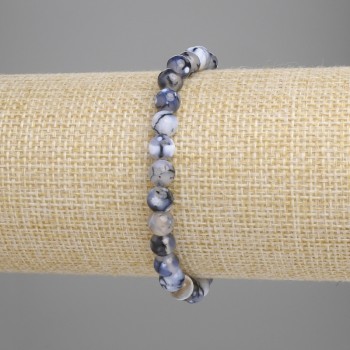 Náramek z achátu 'Žíly draka' hladké korálky, průměr 6 mm ±, délka 18 cm ±, elastická šňůra