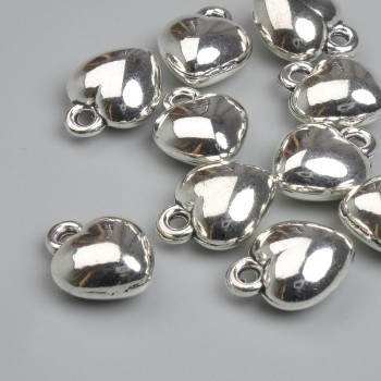 Přívěsek srdce, barva kovu stříbrná, průměr 12×10 mm, balení 10 ks