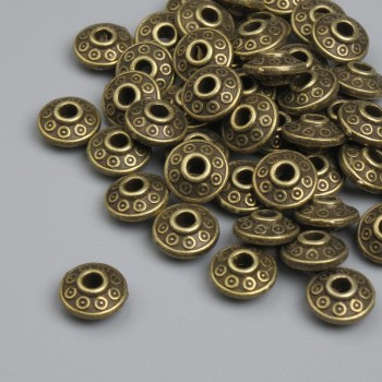 Kovové součásti: bronzové korálkové vložky, barva kovu bronzová, rozměr 6×3 mm ± otvor 2,2 mm ± balení cca 45 ks