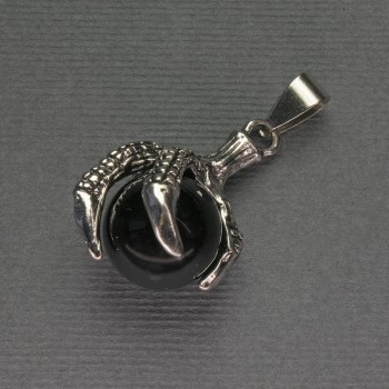 Přívěšek Achát tlapka se koulí 18×37 mm ± stříbrný kov