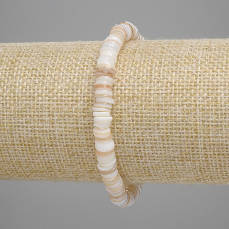 Náramek z mušle Skafarka – rondel, průměr 6×1–1,5 mm, délka 18 cm, elastický