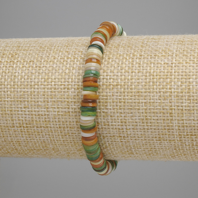 Náramek z mušlí Skafarka rondel, průměr 6×1,5 mm, délka 18 cm, elastický