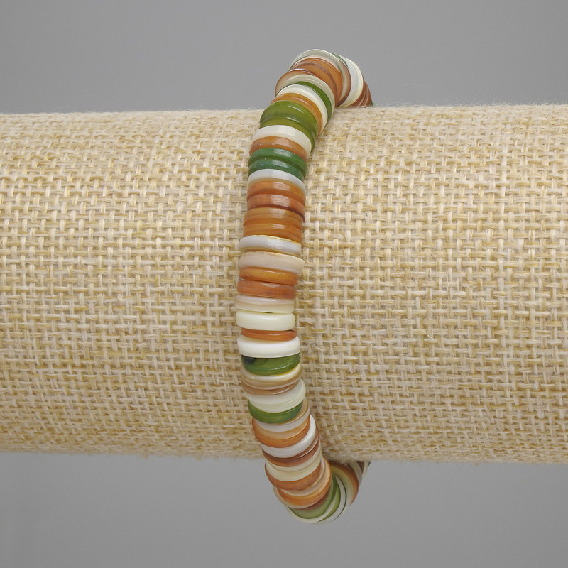 Náramek z mušle Skafarka rondel, průměr 8×1,5 mm, délka 18 cm, elastický