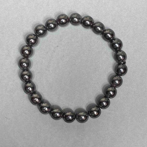 Náramek z hematitu – hladké kuličky 8 mm, délka 18 cm, elastický
