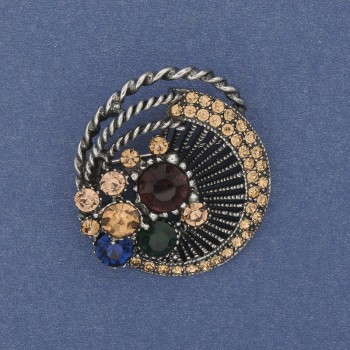 Brožka Akcent se štrasami ze stříbrného kovu 32×36 mm+