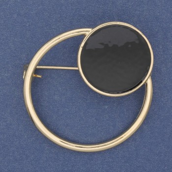 Brožka Akcent – černý smalt a zlatavý kov, 38×43 mm