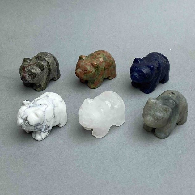 Suvenýrová soška Panda z různých kamenů 40×25×22 mm+