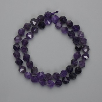 Ametystové brusované korálky 8×7 mm, délka 39 cm ± na niti