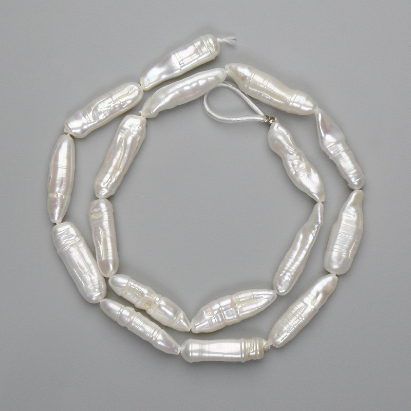 Barokní perly s nádechem „benzín“ 20–26×6, 5–7, 5 mm, délka 40 cm+