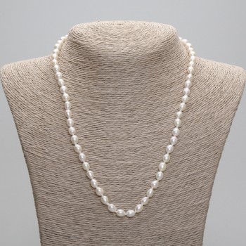 Náhrdelník z přírodních říčních perel 7,5–8×6 mm, délka 45 cm ± 5 cm prodlužovací řetízek