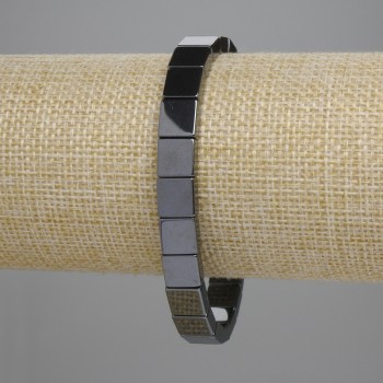 Náramek hematit s čtvercovými články 8×8 mm, délka 18 cm, elastický