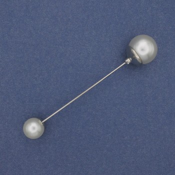 Brož-špendlík Majorca perly 9 mm ± 12 mm ± stříbrný kov 73 mm+
