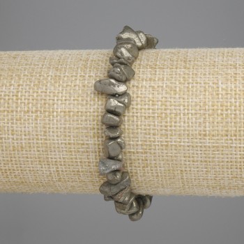 Náramek z pyritu, drobné úlomky, průměr 6–12×3–5 mm, délka 18 cm, pružný