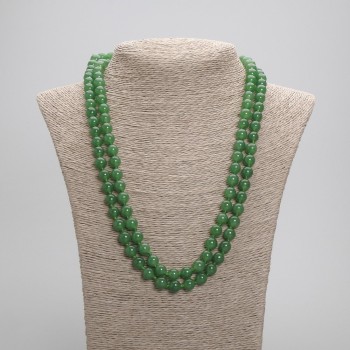 Dlouhý náhrdelník z chrysoprastu – hladké korálky, průměr 8 mm, délka 118 cm