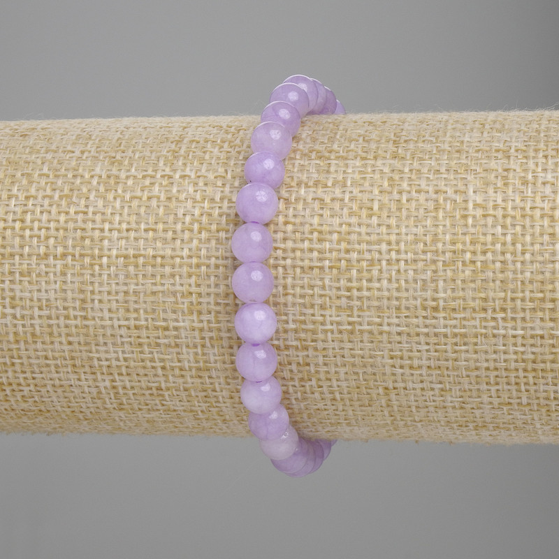 Náramek z kunzitu, hladké kuličky, průměr 6 mm ±, délka 18 cm ±, elastický