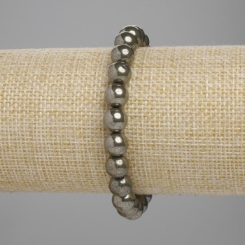 Náramek z pyritu, hladká kulička, průměr 8 mm, délka 18 cm, elastický