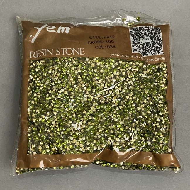 Zelené štrasové kamínky, průměr 3 mm (+/-), balení cca 105 g