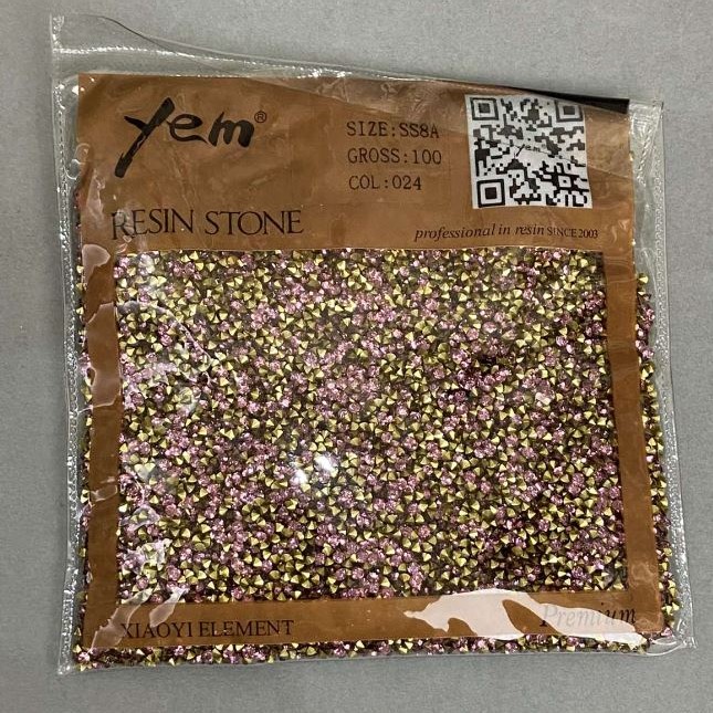 Růžové štrasové kamínky, průměr 2 mm ±, balení 40 g (±)