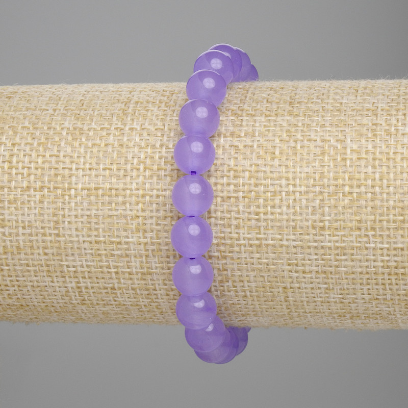 Náramek levandulový ametyst – hladká korálka, průměr 8 mm, délka 18 cm, elastický