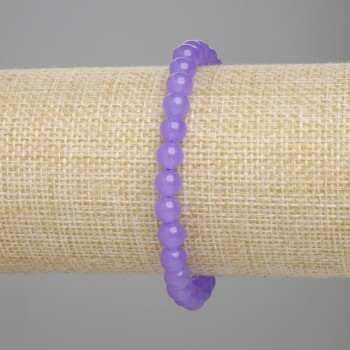 Náramek levandulový ametyst, hladké kuličky, průměr 6 mm ±, délka 18 cm ±, elastická šňůra