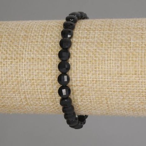 Náramek z turmalínu, hranované mince, průměr 6 mm, délka 18 cm, elastický