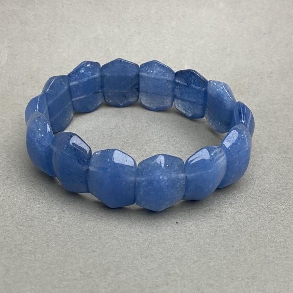 Náramek z akvamarínu – brusované články 21×14 mm ±, délka 18 cm (elastický)