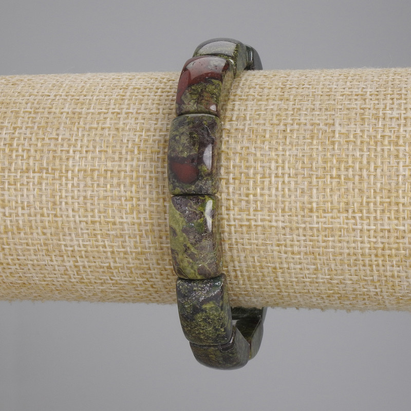 Náramek z jaspisu Krev draka, hladké články, průměr 16,5×10 mm, délka 18 cm, elastický