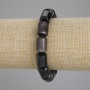 Náramek ze stříbrného obsidiánu, cylindrické korálky, průměr 14×10 mm, délka 18 cm ±, elastická šňůra