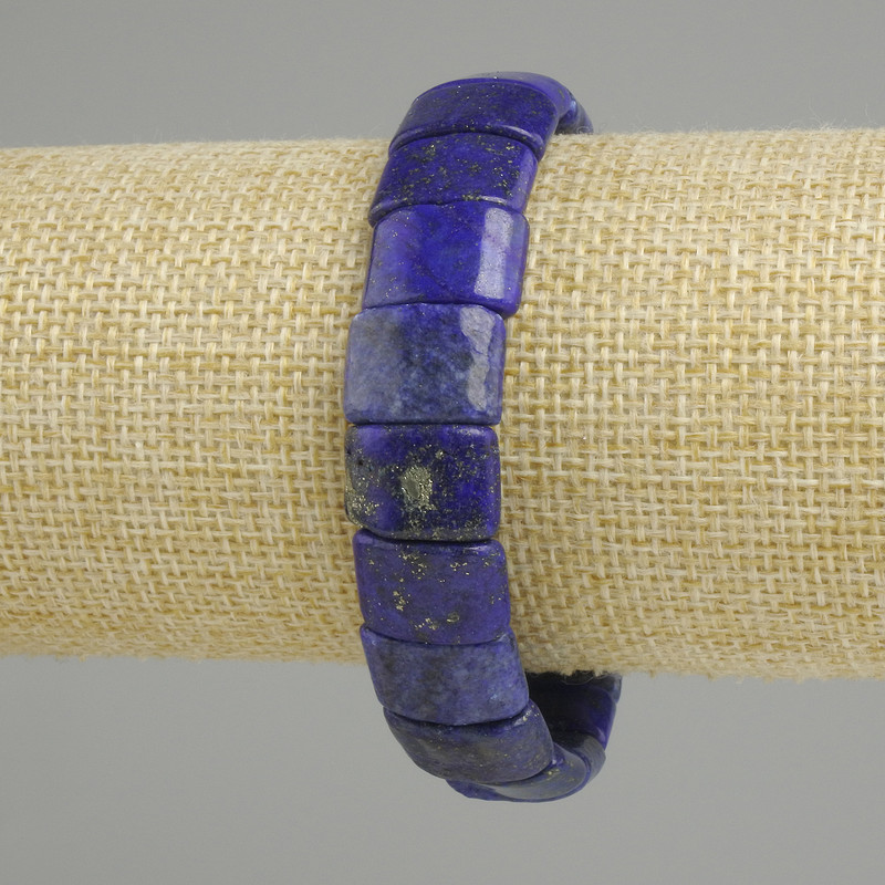 Náramek z lazuritu, články, průměr 14–15×9, 5–10 mm ±, délka 18 cm (elastický)