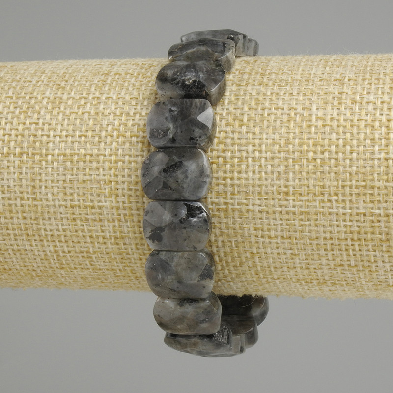 Náramek z labradoritu, broušené články, průměr 14×10 mm, délka 18 cm (elastický)