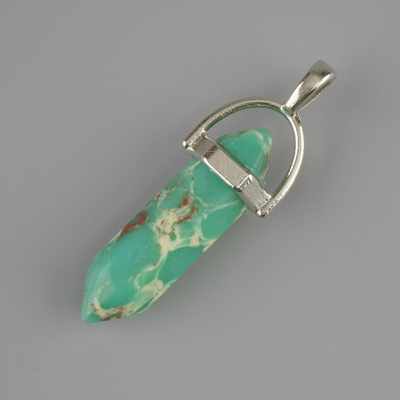 Přívěšek z variscitu, šestiúhelníkový krystal 30×8×41 mm+