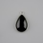 Přívěšek z černého achátu ve stříbrném rámu ~ 33×17 mm+