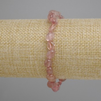 Náramek jahodový křemen galetovaný, průměr 6–10 mm, 5×6–7, 5 mm ±, délka 18 cm ± elastická šňůrka