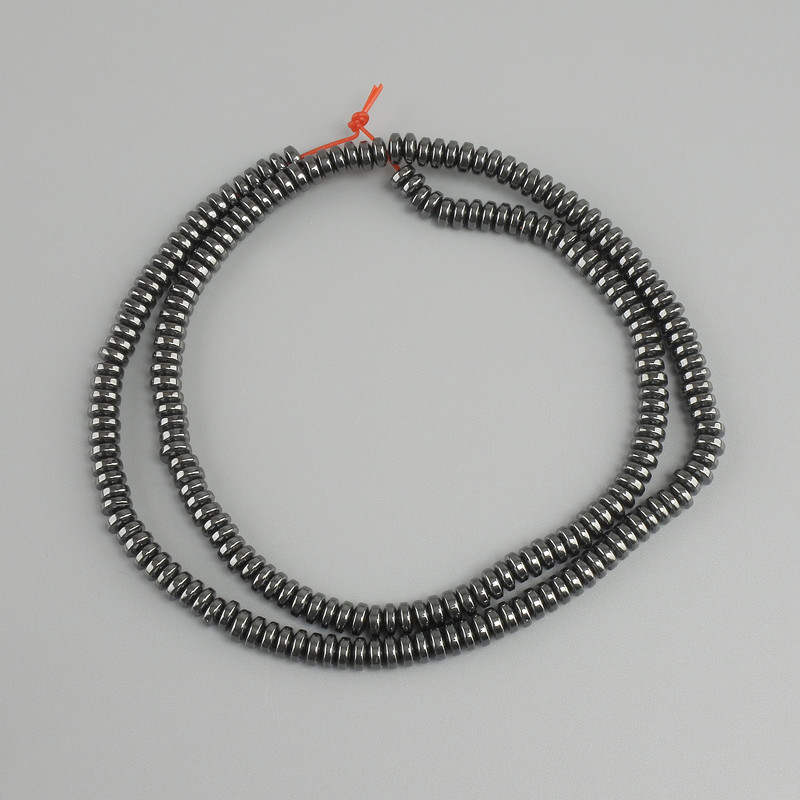 Korálky hematit rondel, průměr 4×2 mm, délka 40 cm